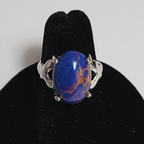 Blue and Copper Stone Statement Ring Silver Tone | EU 16 (US 6) - Picture 7 of 7